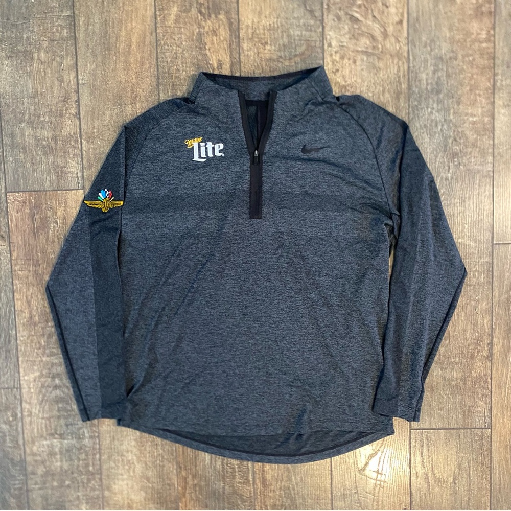 nike indianapolis 500 / miller lite embroidered dri-fit 1/4 zip men’s sz XL
